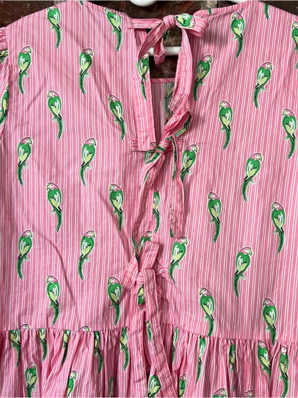 crown & ivy Pink Striped Top with Green Parrot Print - Picture 6 of 6
